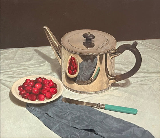 Silver Teapot and Cranberries